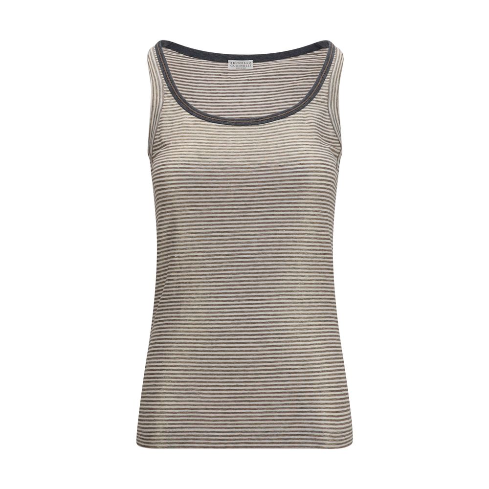Brunello Cucinelli Beige Linen Tank Tops