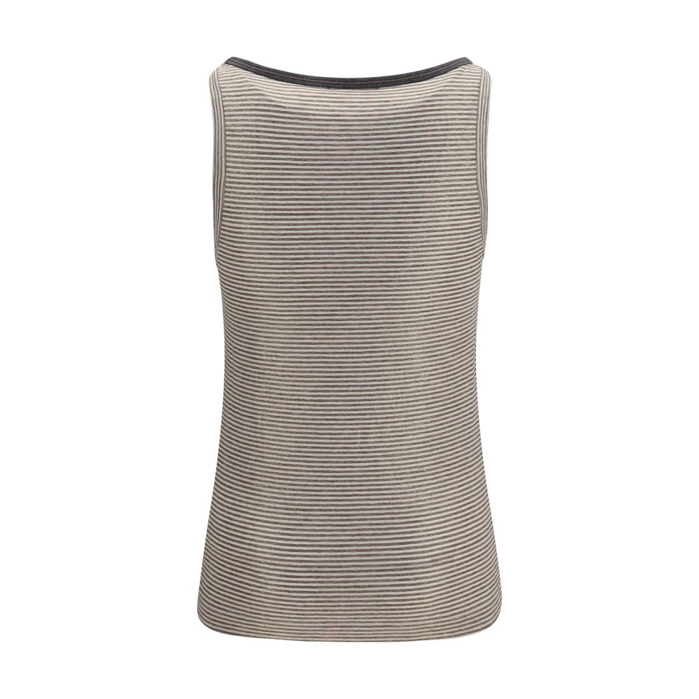 Brunello Cucinelli Beige Linen Tank Tops