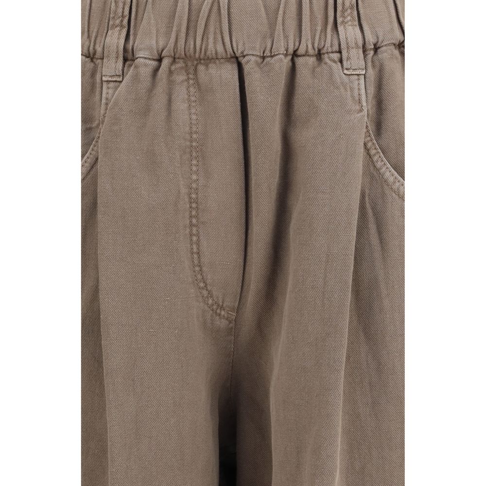 Brunello Cucinelli Beige Cotton Casual Pants