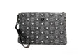 MCM Veritas Medium Dark Grey Denim Monogram Logo Canvas Clutch Pouch Handbag