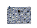 MCM Aren Flat Pouch Denim Crossbody Bag