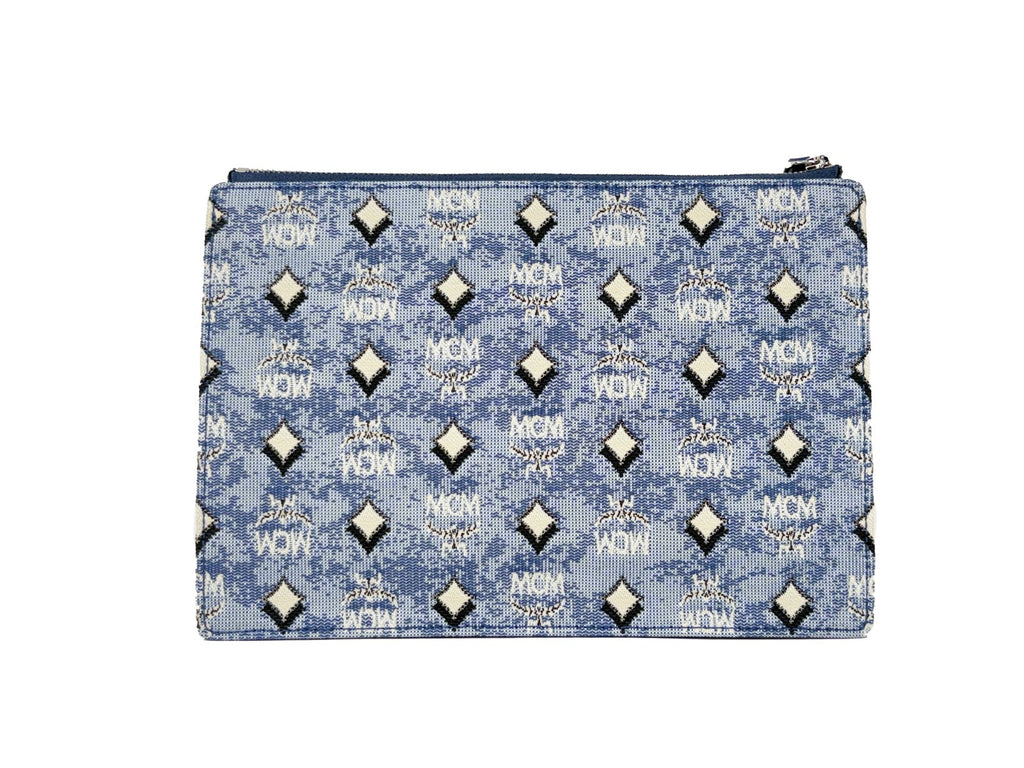 MCM Aren Flat Pouch Denim Crossbody Bag