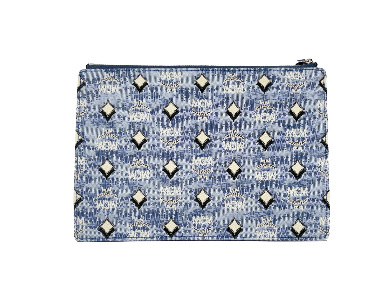 MCM Aren Flat Pouch Denim Crossbody Bag