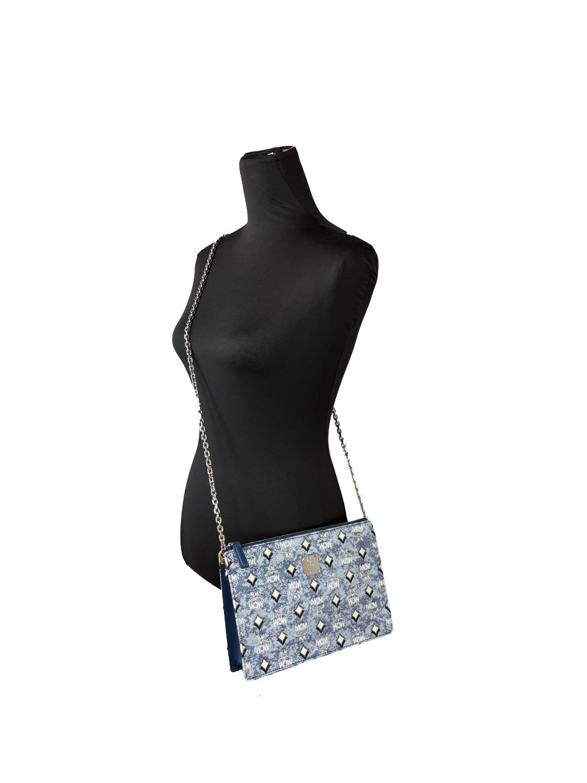 MCM Aren Flat Pouch Denim Crossbody Bag