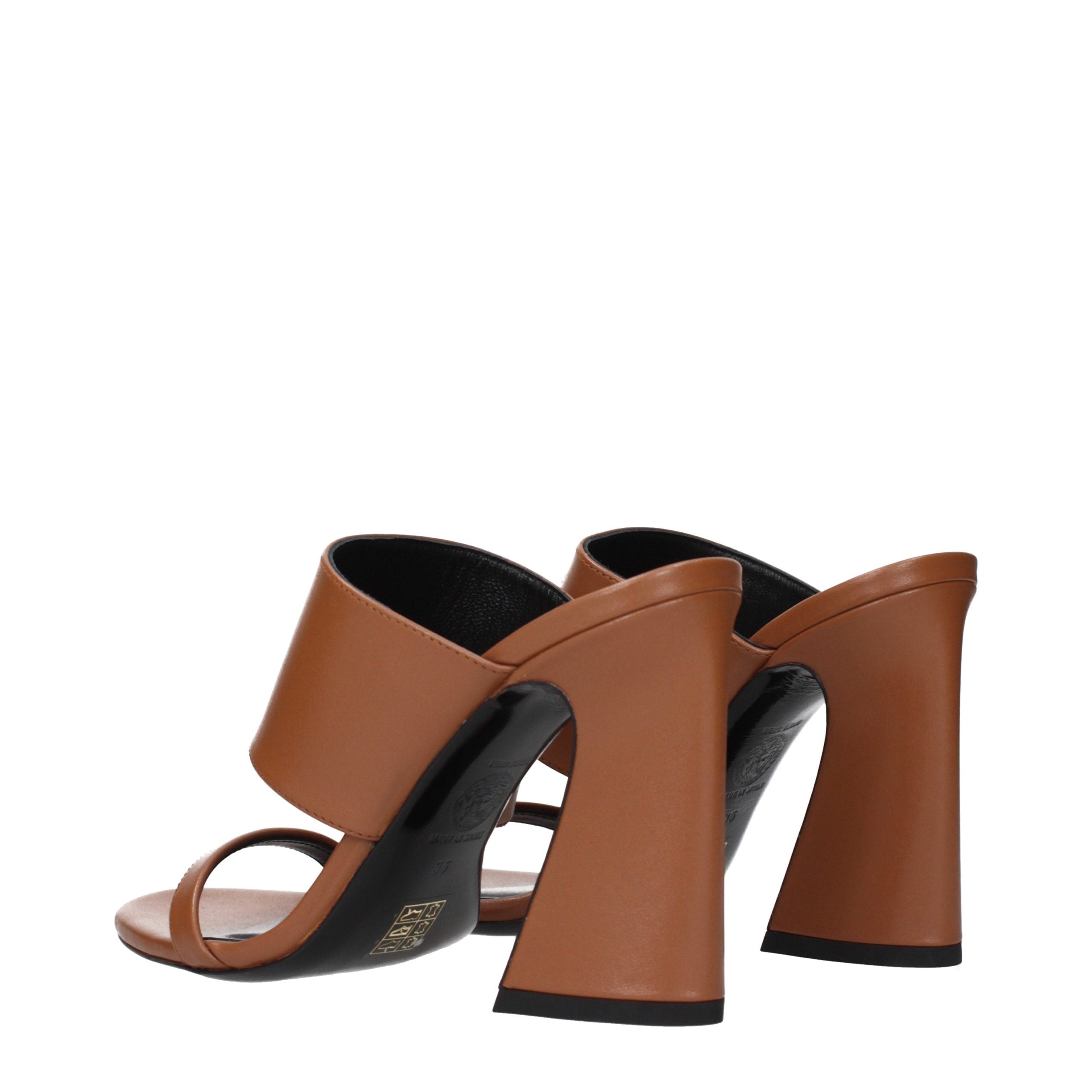 Versace Brown Leather Stiletto Heel Sandals