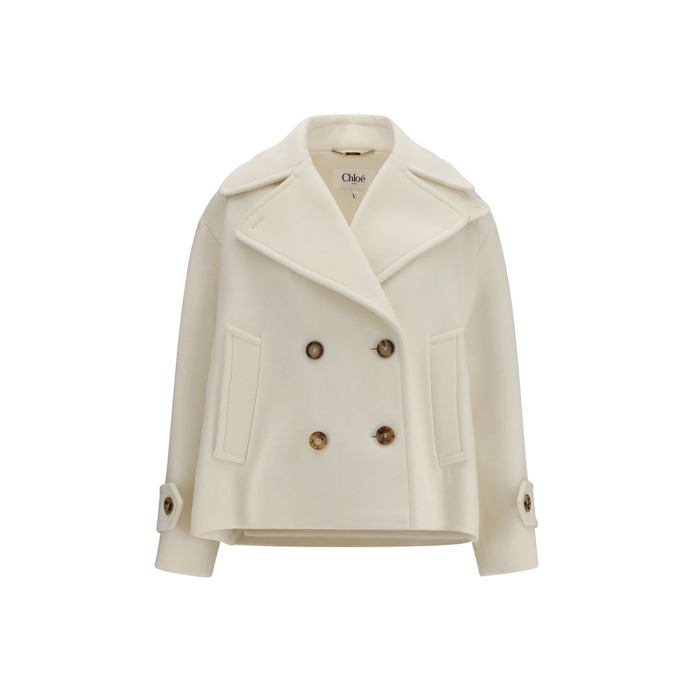 Chloé White Wool Oves Aries Coat