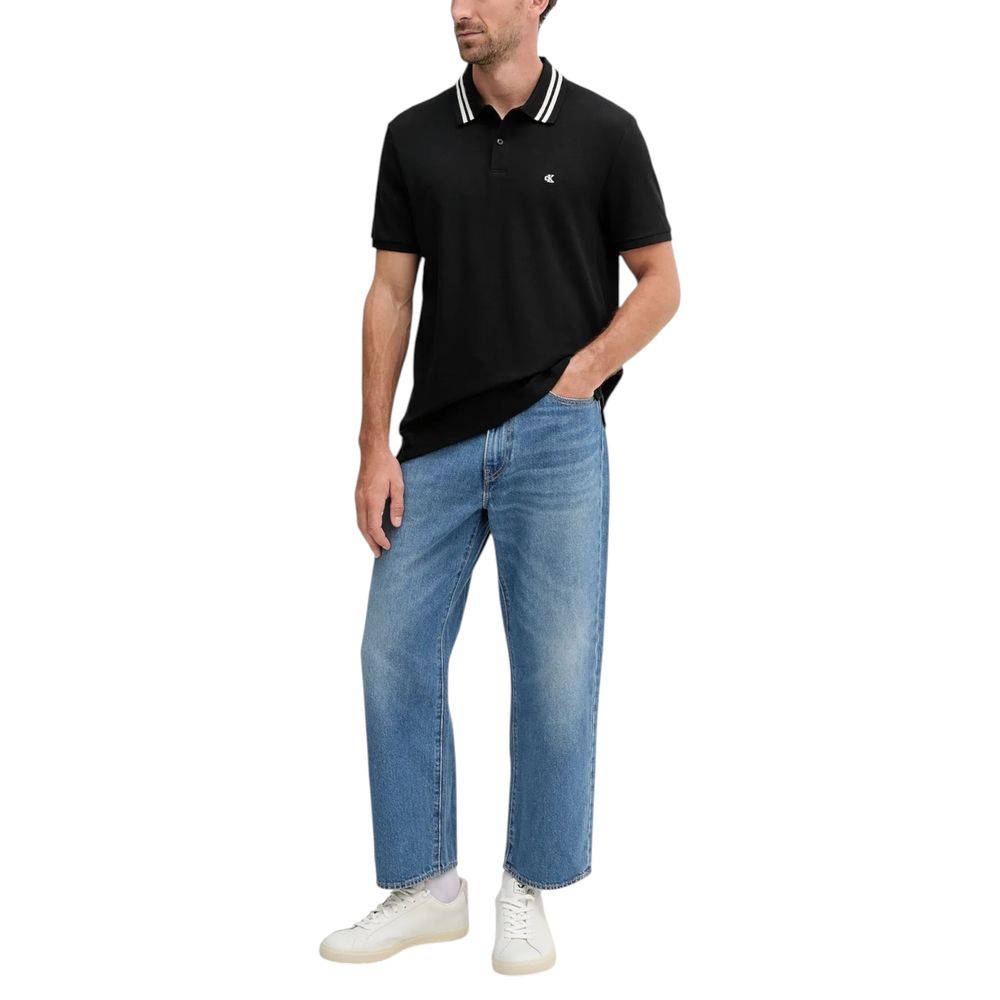 Calvin Klein Jeans Black Cotton Polo Shirt