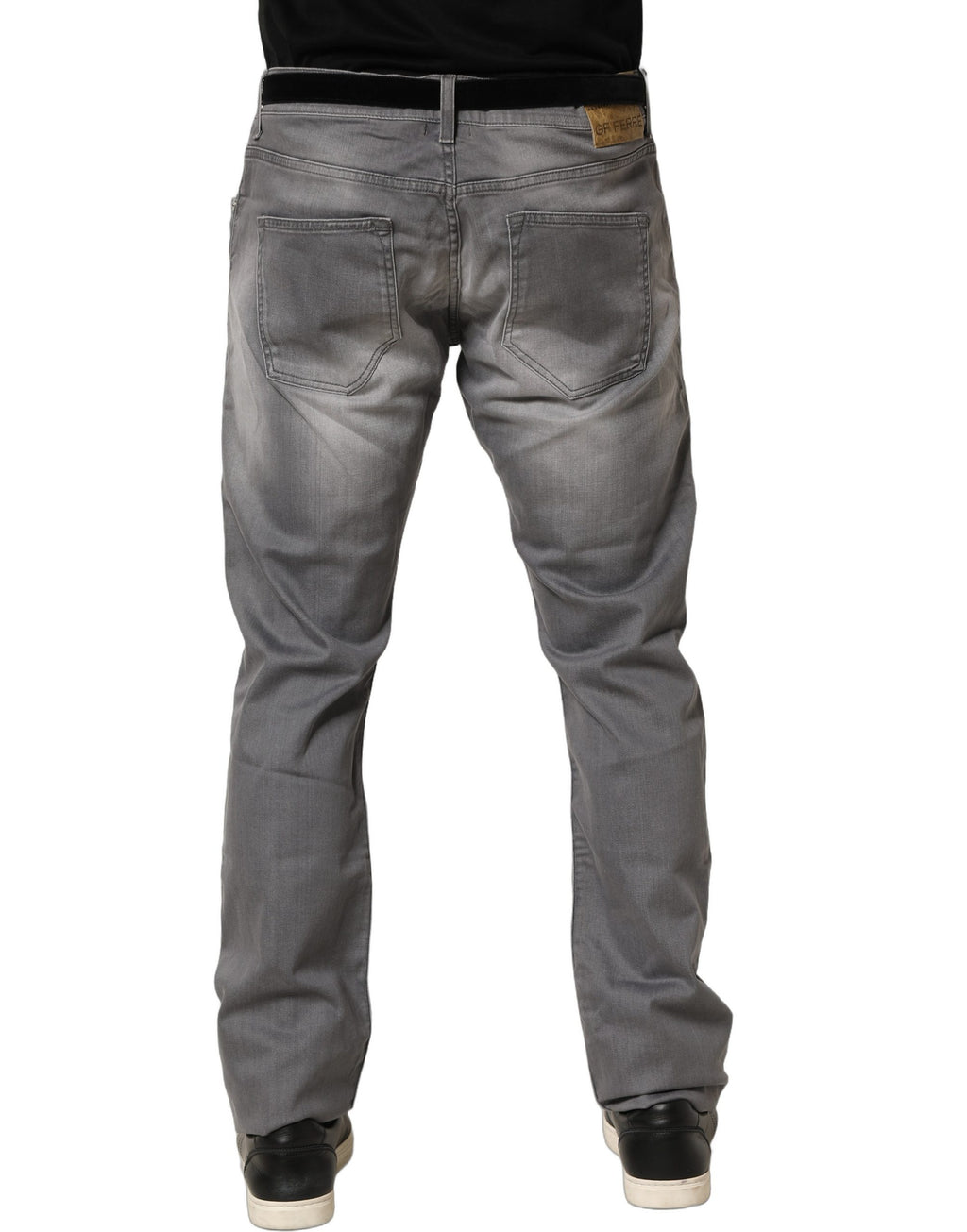 GF Ferre Gray Washed Mid Waist Straight Men Denim Trouser Jeans