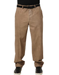 Dolce & Gabbana Beige Cotton Straight Leg Men Trouser Pants