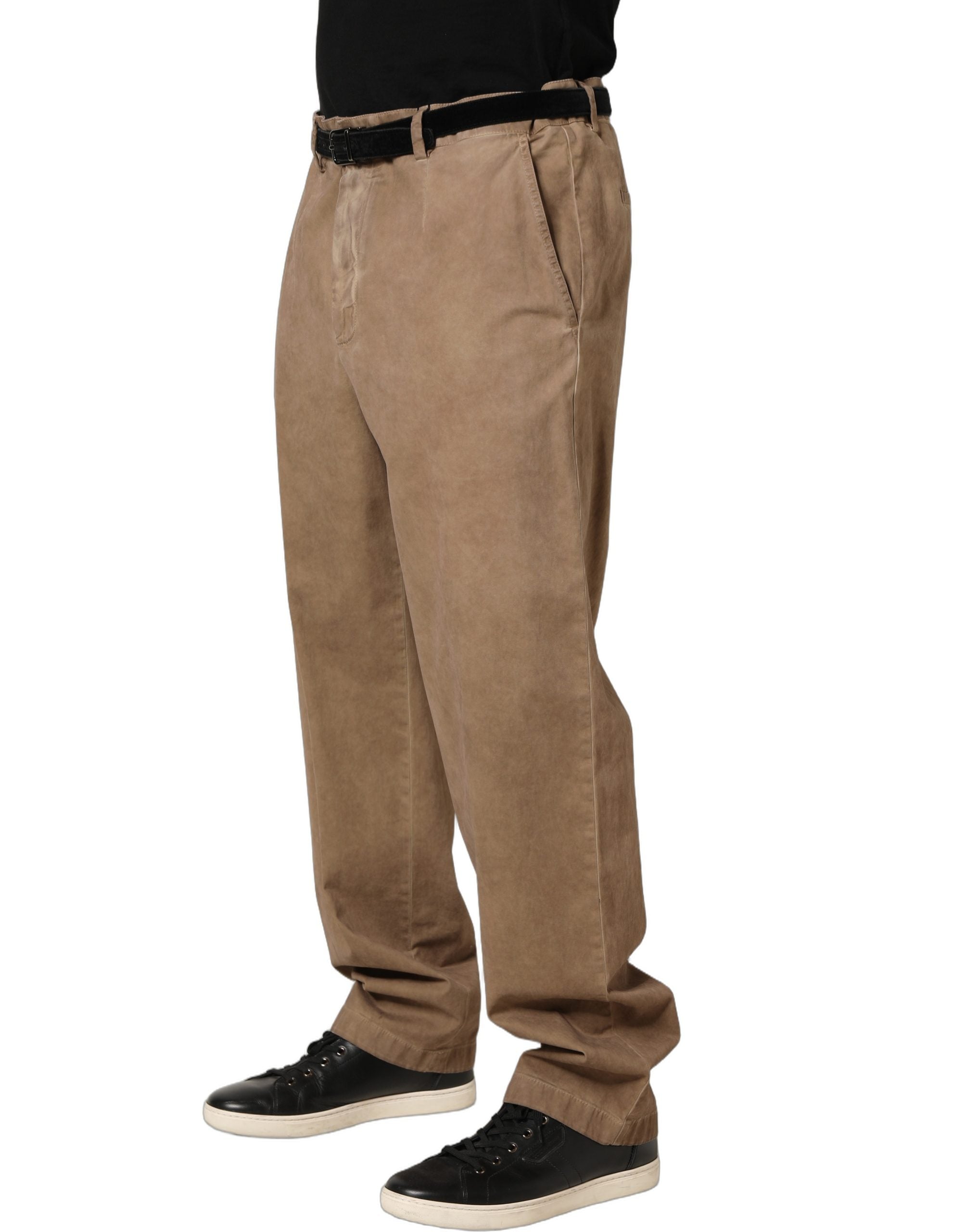 Dolce & Gabbana Beige Cotton Straight Leg Men Trouser Pants
