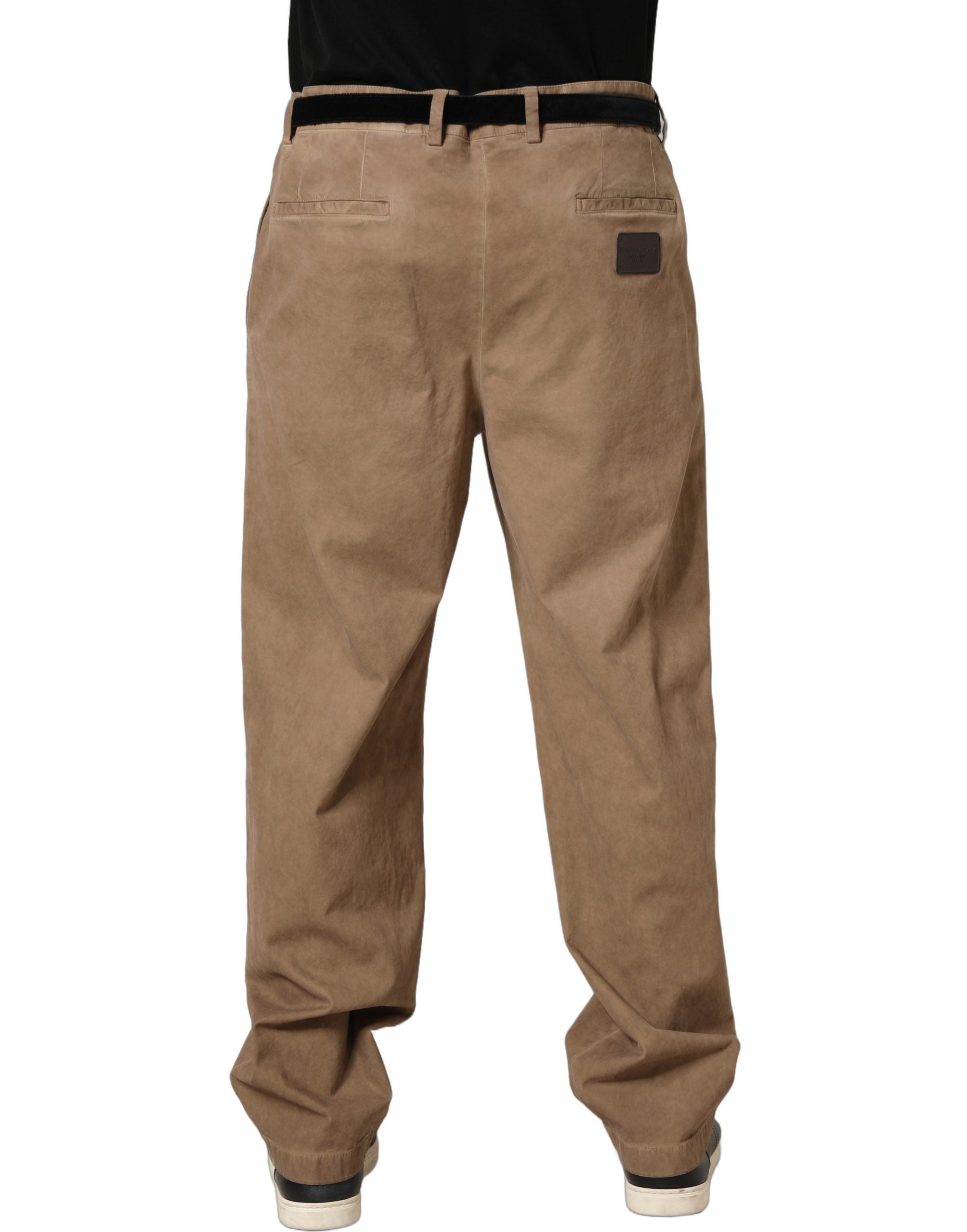 Dolce & Gabbana Beige Cotton Straight Leg Men Trouser Pants