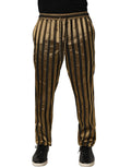 Dolce & Gabbana Gold Black Stripe Satin Tapered Leg Men Pants