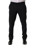 Dolce & Gabbana Black Wool Tapered Leg Dress Trouser Pants