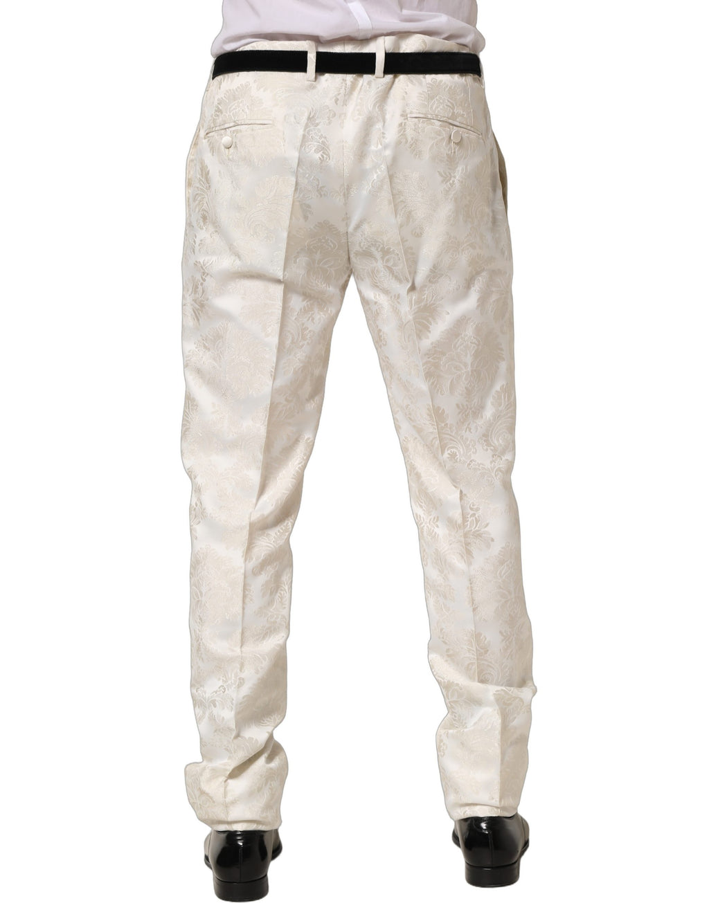 Dolce & Gabbana White Floral Men Dress Formal Trouser Pants