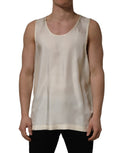 Dolce & Gabbana Off White Silk Sleeveless Tank Top T-shirt