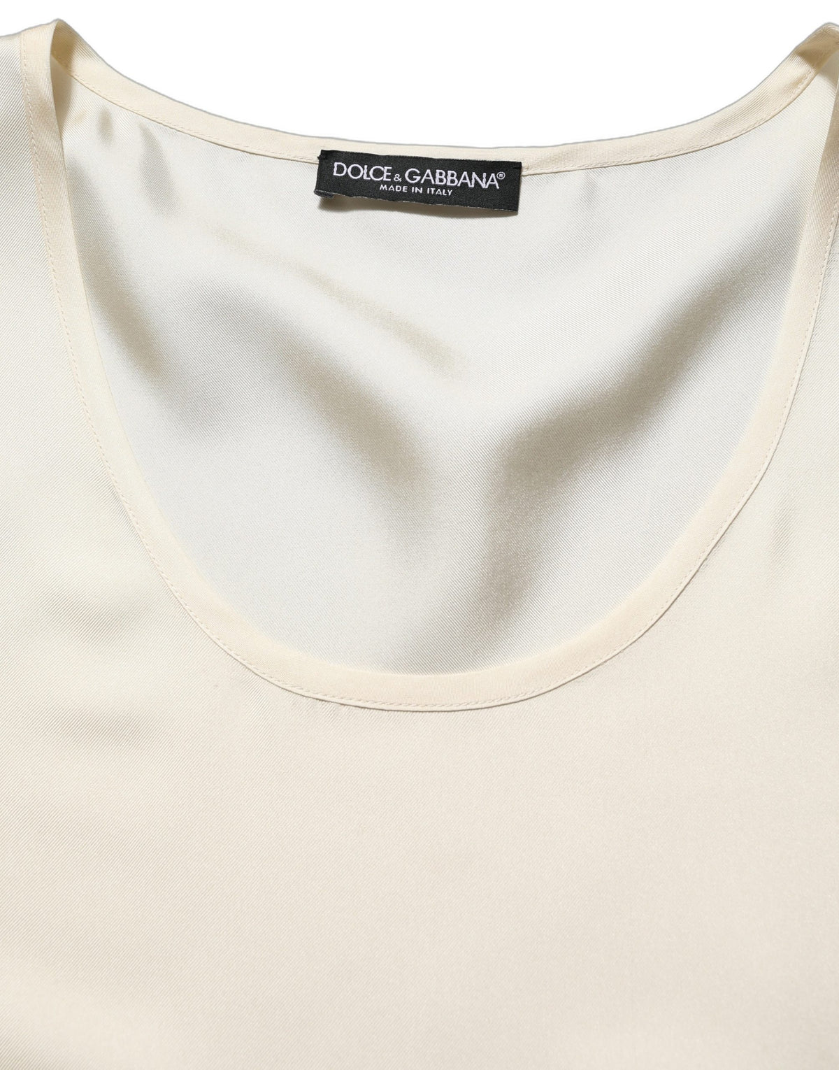 Dolce & Gabbana Off White Silk Sleeveless Tank Top T-shirt