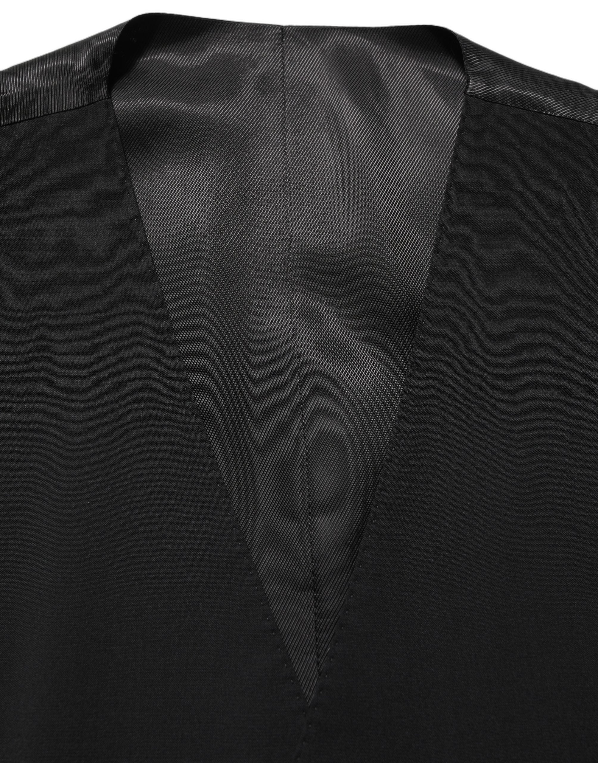 Dolce & Gabbana Black Wool Single Breasted Waistcoat Vest