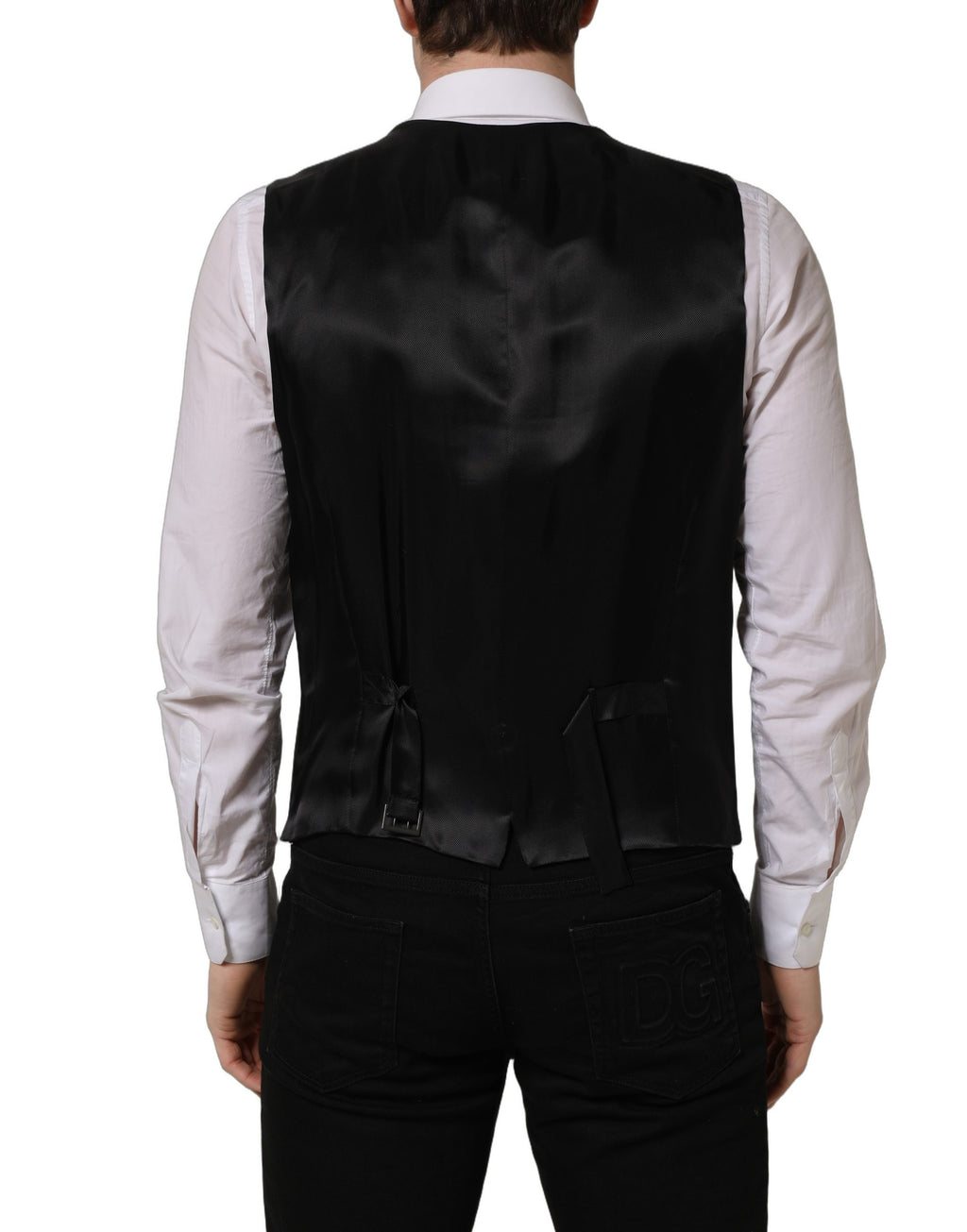 Dolce & Gabbana Black Wool Single Breasted Waistcoat Vest