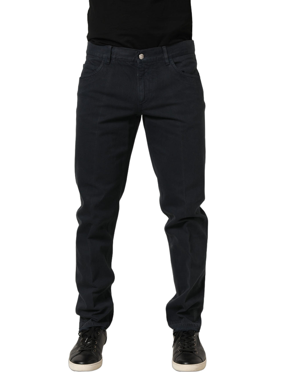 Dolce & Gabbana Black Cotton Mid Waist Skinny Men Denim Jeans