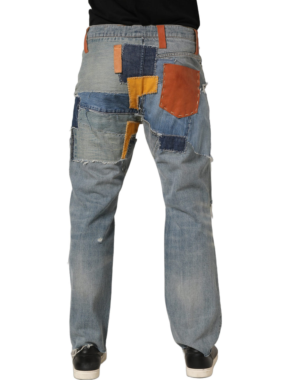 Dolce & Gabbana Blue Distressed Patchwork StraightDenim Jeans