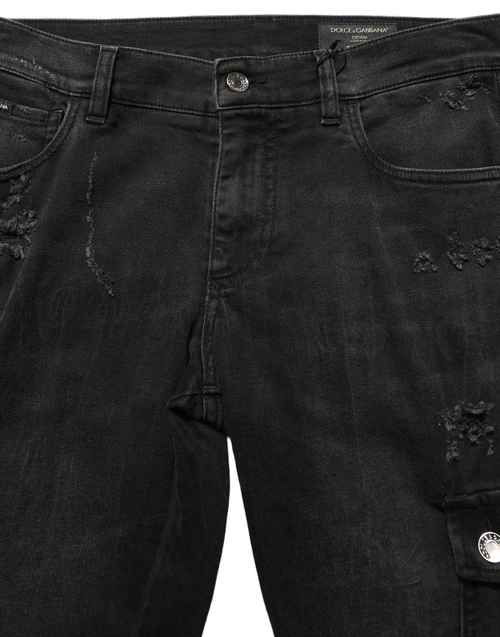 Dolce & Gabbana Black Distressed Cargo Cotton Men Denim Jeans