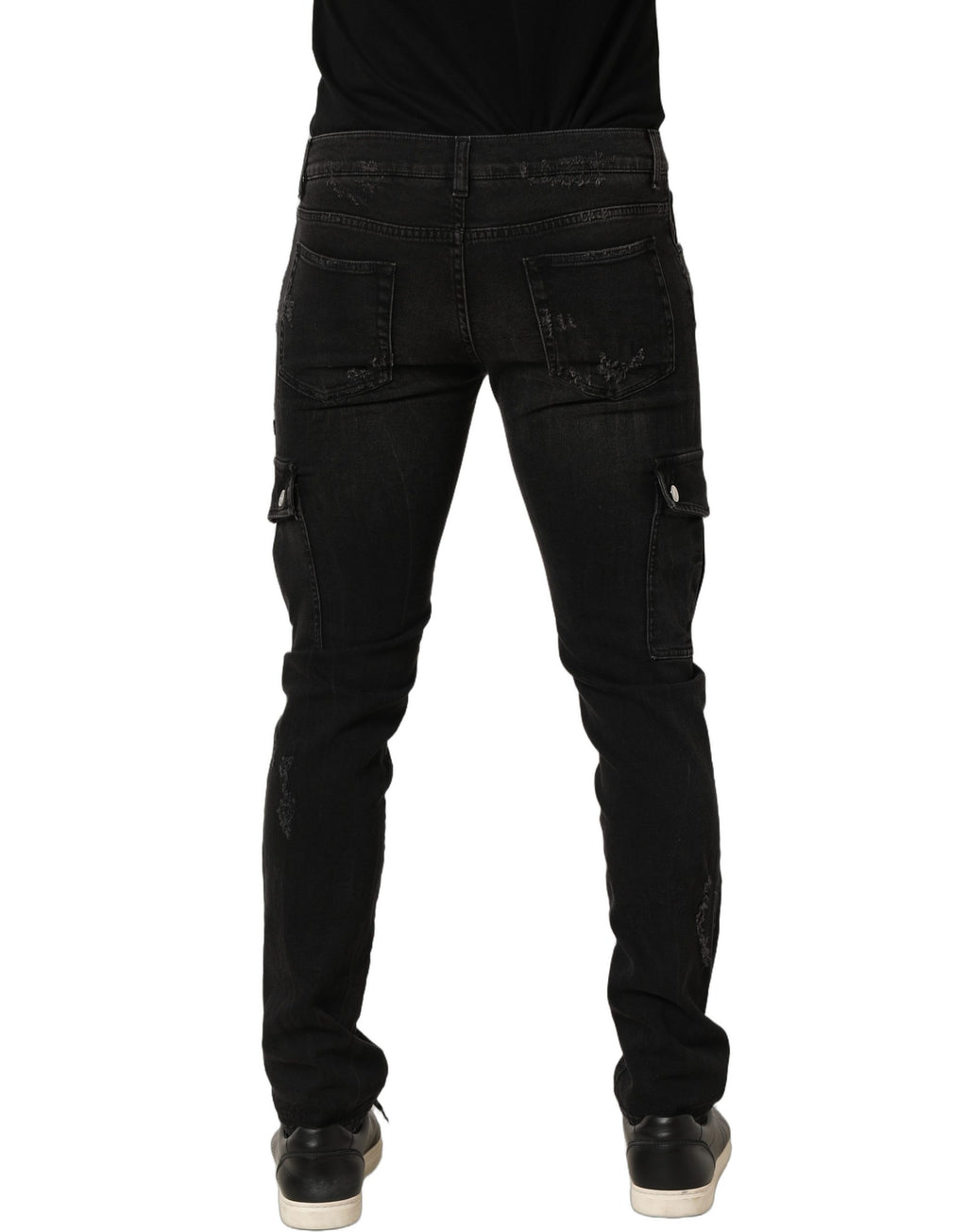 Dolce & Gabbana Black Distressed Cargo Cotton Men Denim Jeans