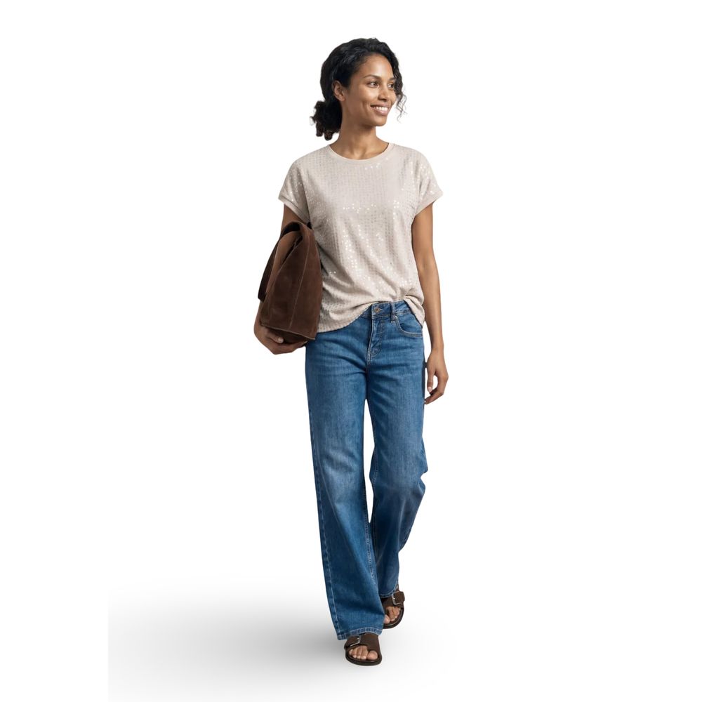 Street One Beige Polyester T-Shirt