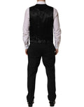 Dolce & Gabbana Black Wool Slim Fit Formal 3 Piece Men Suit