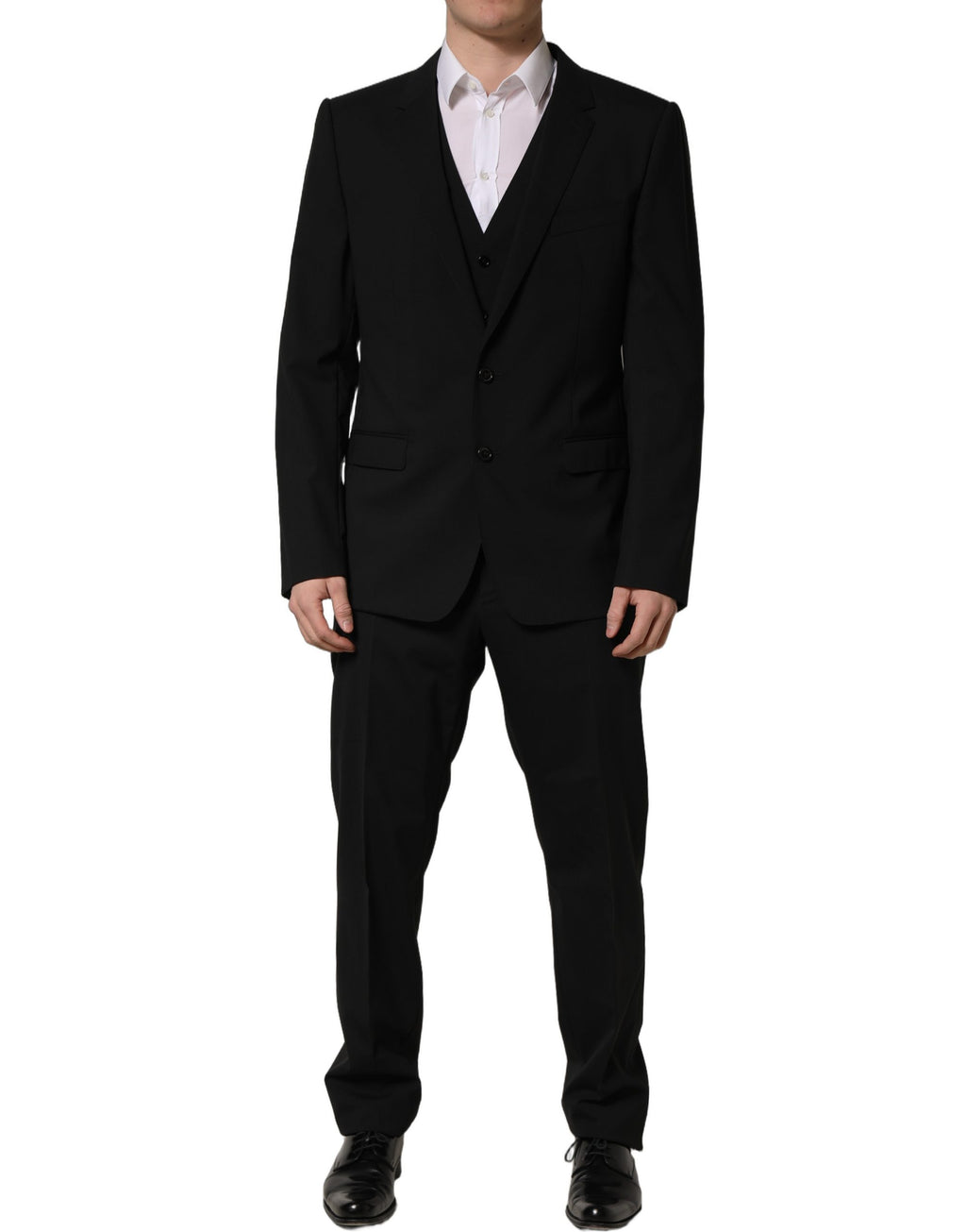 Dolce & Gabbana Black Wool Slim Fit Formal 3 Piece Men Suit