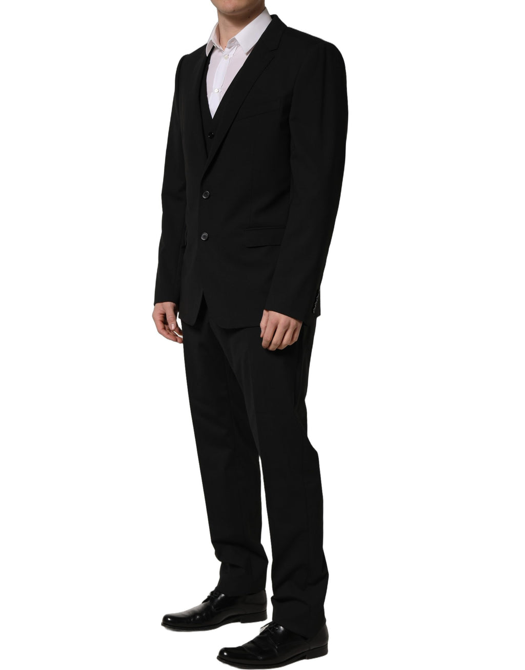 Dolce & Gabbana Black Wool Slim Fit Formal 3 Piece Men Suit
