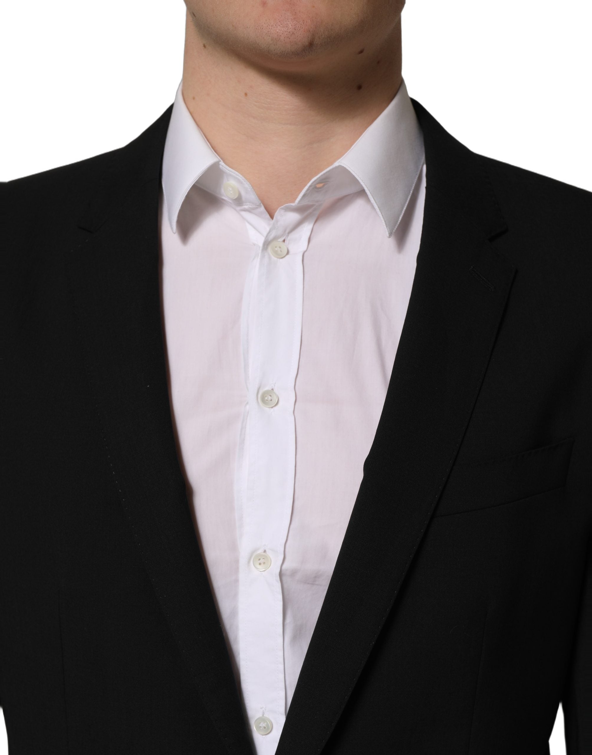 Dolce & Gabbana Black Wool Slim Fit Formal 2 Piece Men Suit