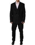 Dolce & Gabbana Black Linen Slim Fit Formal 2 Piece Suit