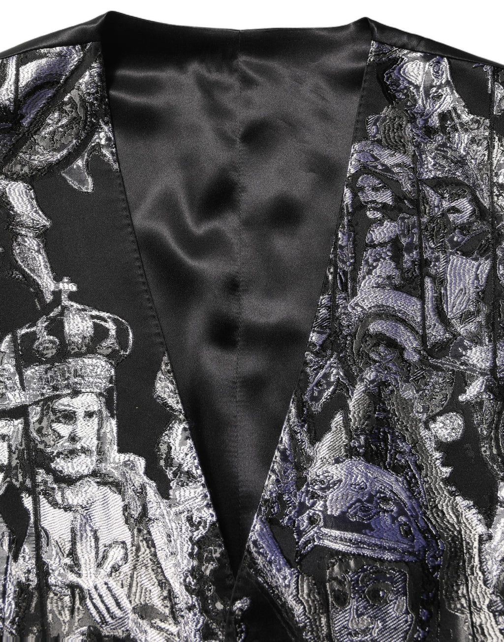 Dolce & Gabbana Dark Gray Jacquard Slim Fit Formal 3 Piece Suit