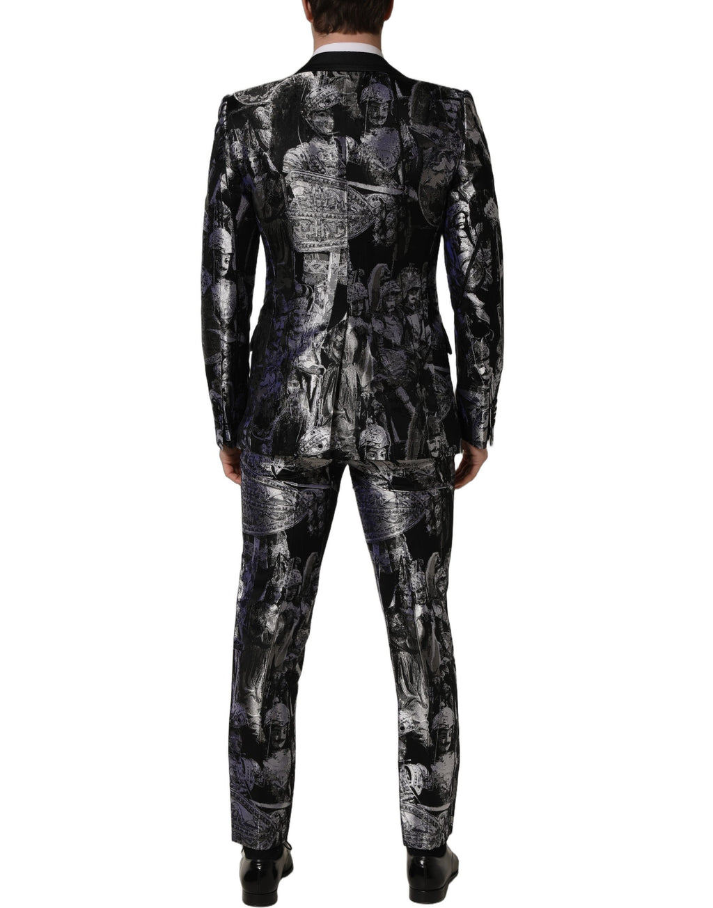 Dolce & Gabbana Dark Gray Jacquard Slim Fit Formal 3 Piece Suit