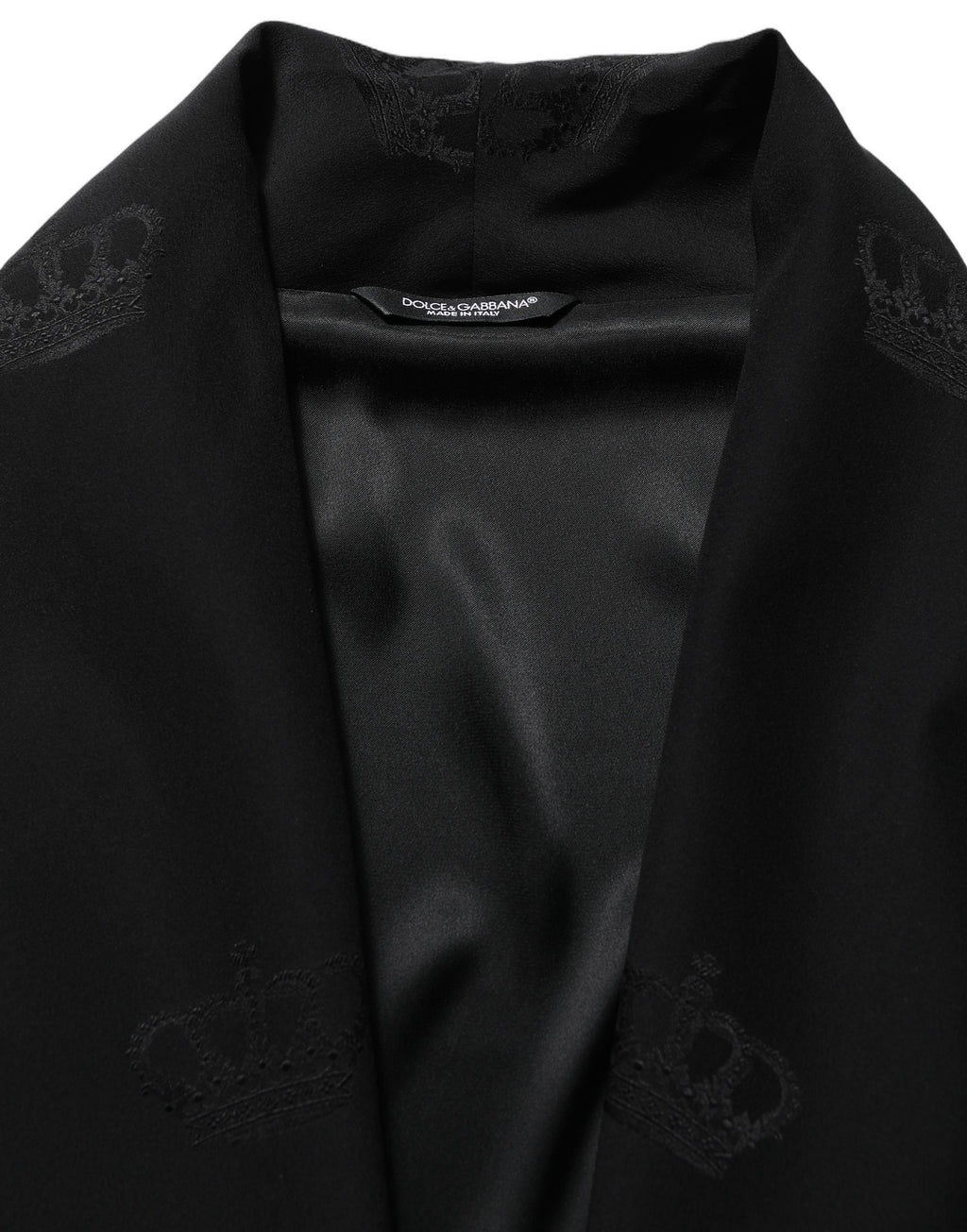 Dolce & Gabbana Black 100% Silk Robe Men Wrap Coat Jacket