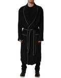 Dolce & Gabbana Black 100% Silk Robe Men Wrap Coat Jacket