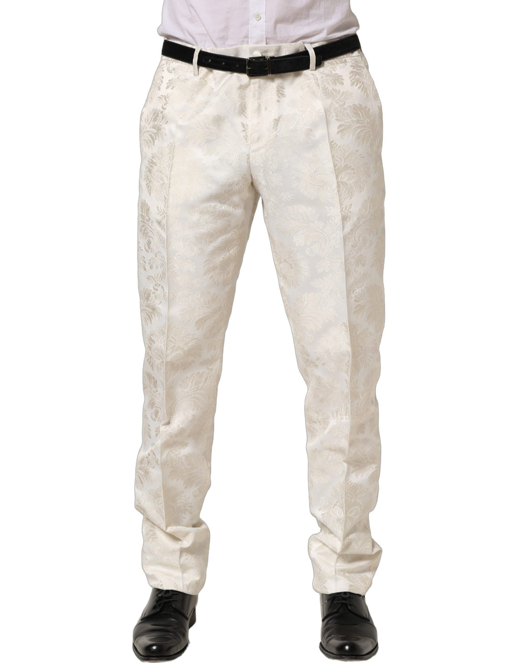 Dolce & Gabbana White Floral Men Dress Formal Trouser Pants