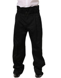 Dolce & Gabbana Black Cotton Straight Leg DressTrouser Pants