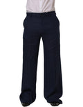 Dolce & Gabbana Blue Linen Straight Men Dress Trouser Pants