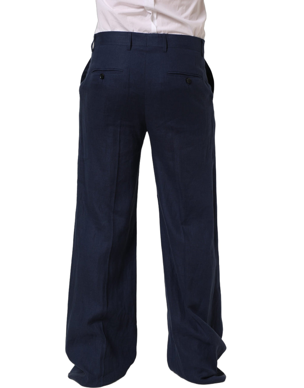 Dolce & Gabbana Blue Linen Straight Men Dress Trouser Pants