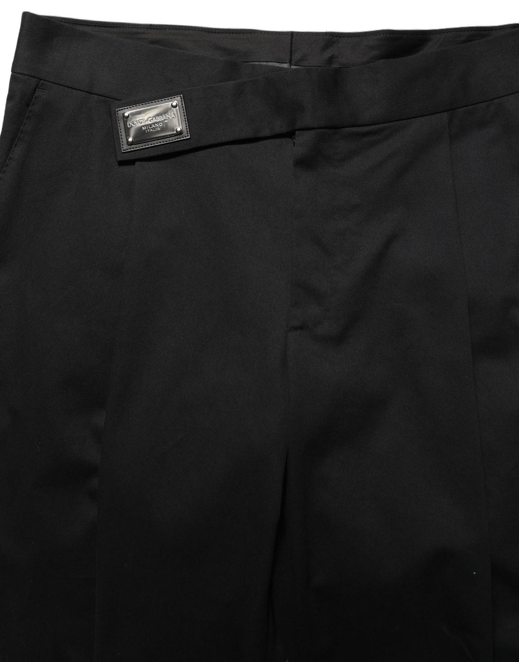 Dolce & Gabbana Black Cotton Straight Leg DressTrouser Pants