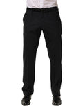 Dolce & Gabbana Black Wool Tapered Leg Dress Trouser Pants