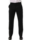 Dolce & Gabbana Black Wool Tapered Men Dress Trouser Pants