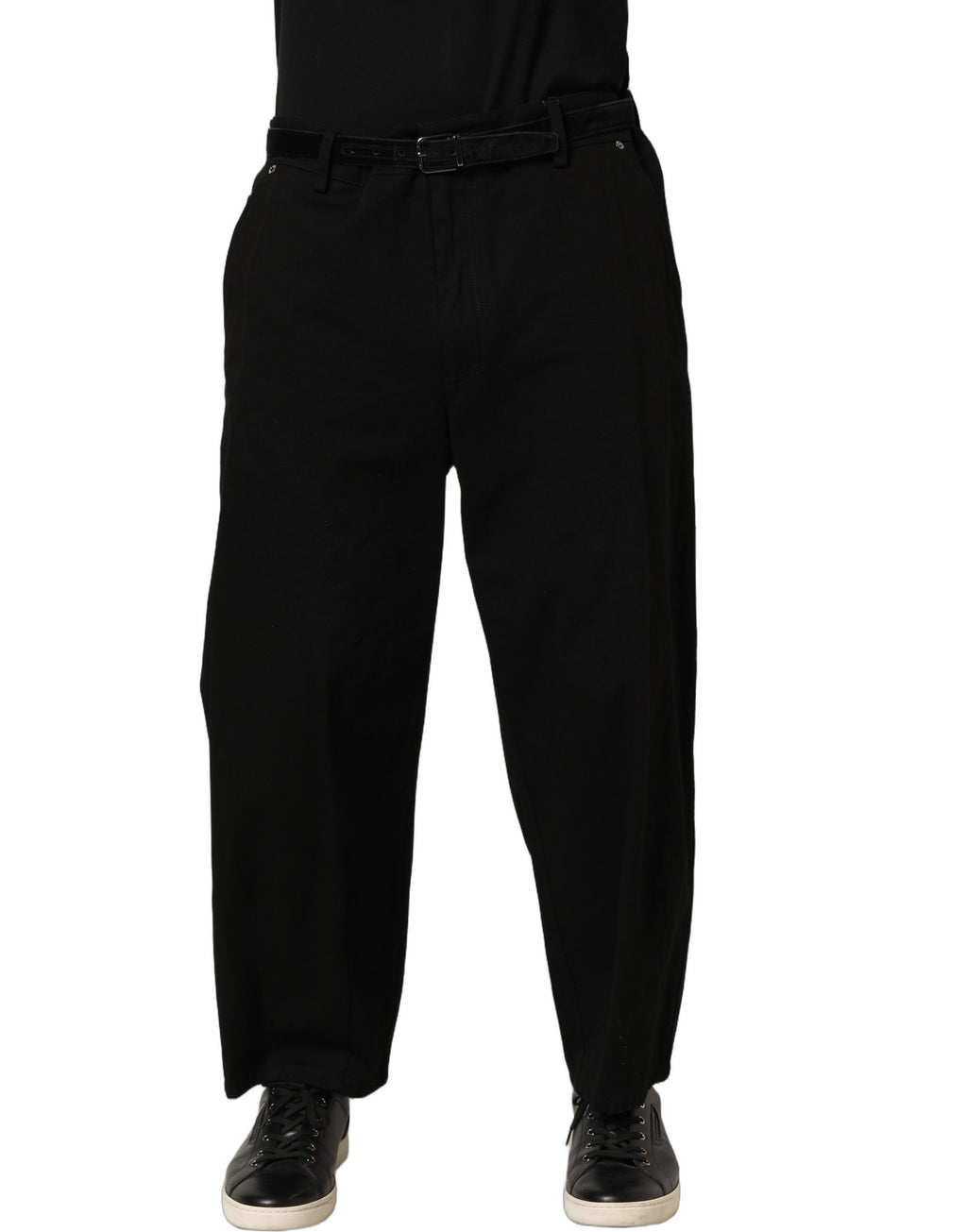 Dolce & Gabbana Black Mid Waist Straight Men Trouser Pants