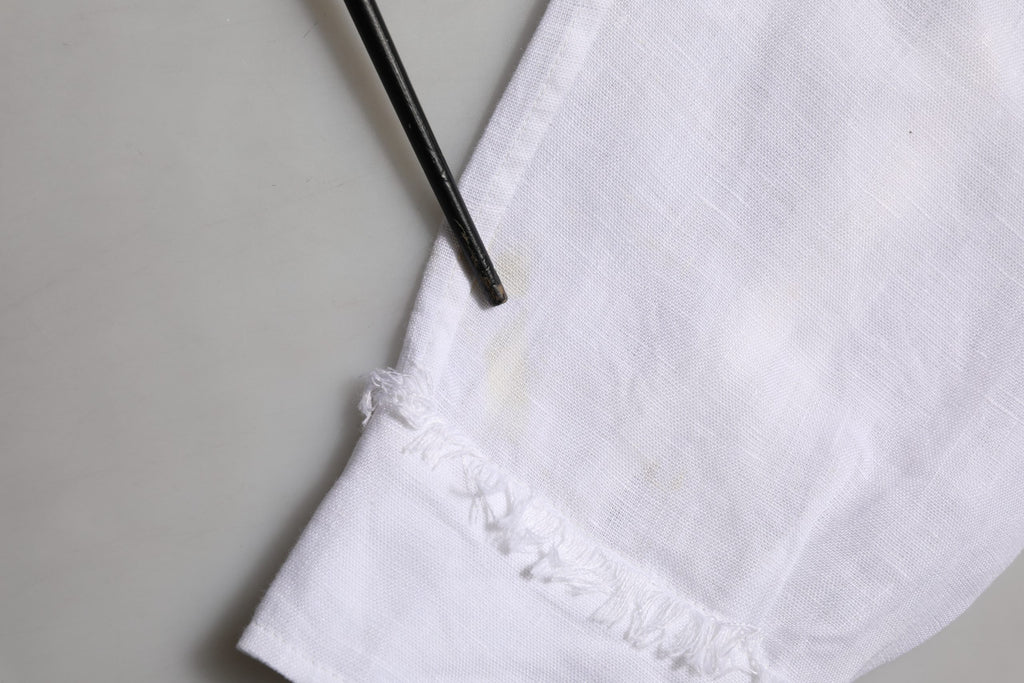 Dolce & Gabbana White Linen Logo Long Sleeves Casual Shirt