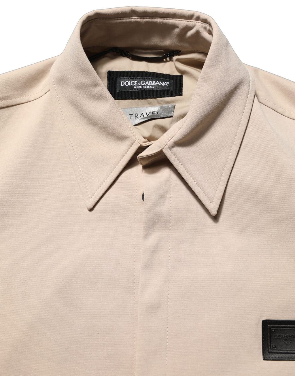 Dolce & Gabbana Beige Logo Overshirt Cotton Men Casual Shirt