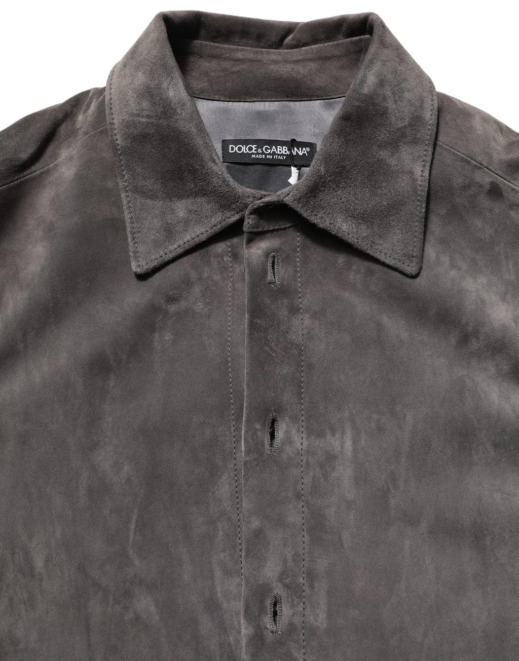 Dolce & Gabbana Gray Suede Long Sleeves Button Down Shirt