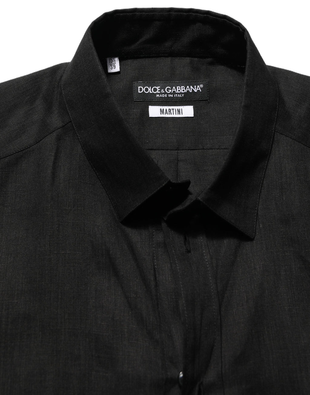 Dolce & Gabbana Black MARTINI Long Sleeves Linen Dess Shirt