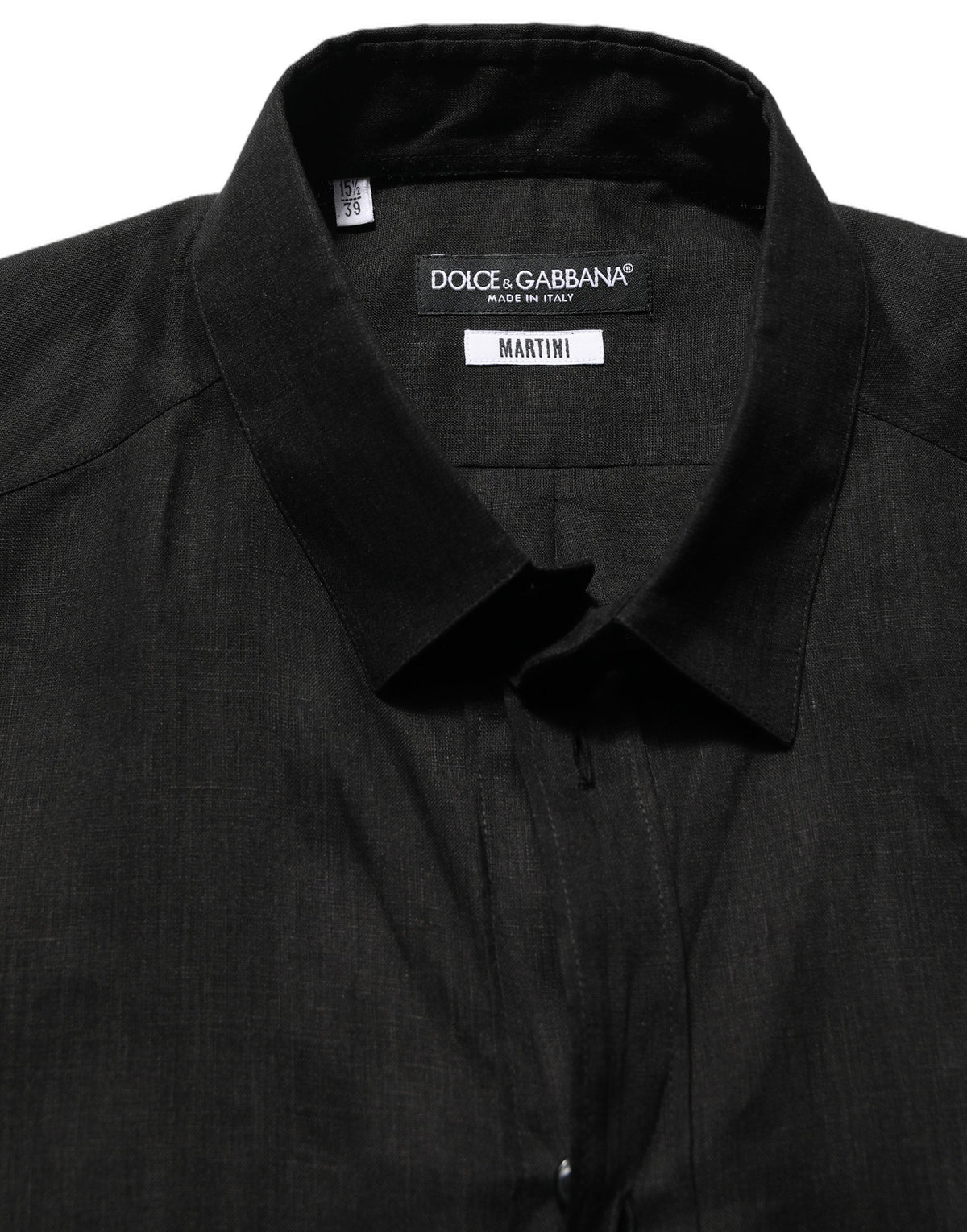 Dolce & Gabbana Black MARTINI Long Sleeves Linen Dess Shirt