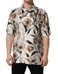 Dolce & Gabbana Beige Tulip Print Silk Short Sleeves Shirt